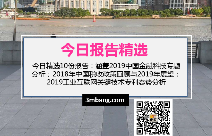 今日精選|2019中國金融科技專題分析；2018年中國稅收政策回顧與2019年展望（附下載）